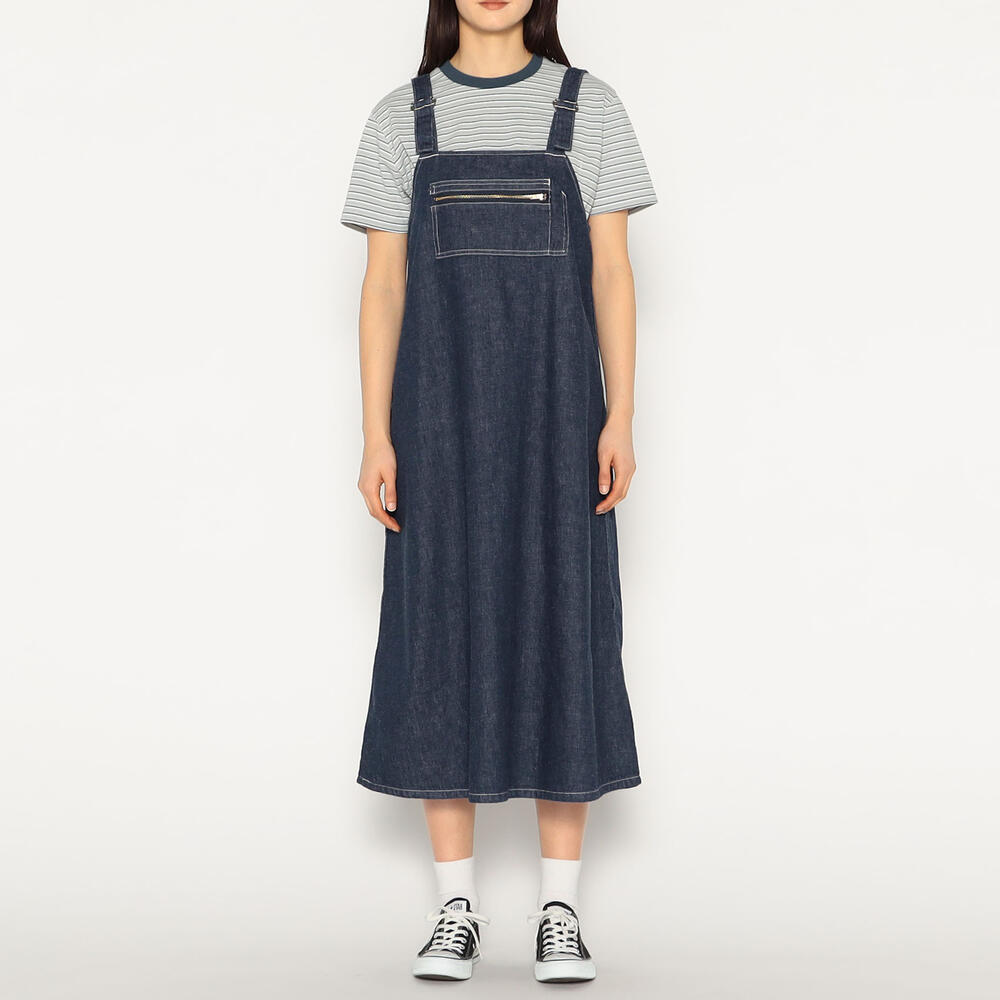 DANTON ダークグレー オーバーオールスカート DANTON（ダントン）の「DANTON | コットンデニム サロペット