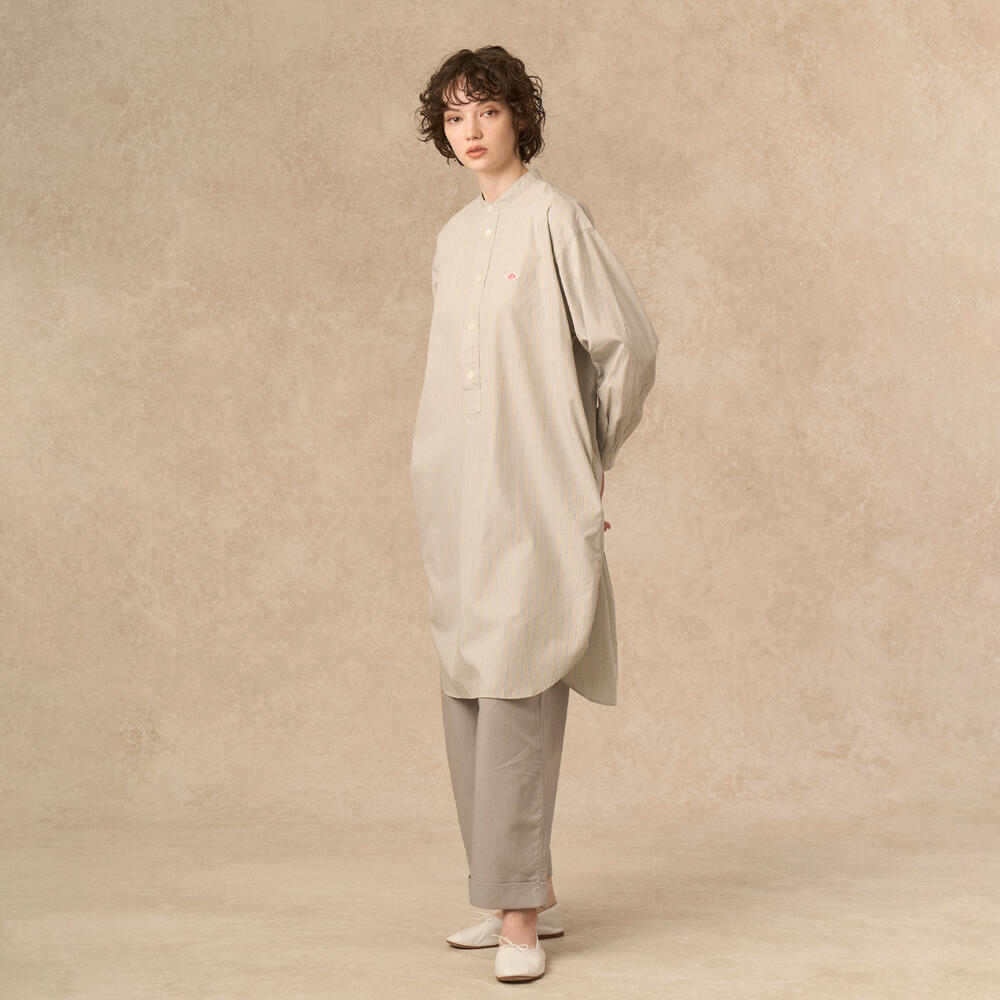 専用　DANTON BAND COLLAR SHIRT LONGS Danton Band Collar Shirt L/S Taupe | Maplestore