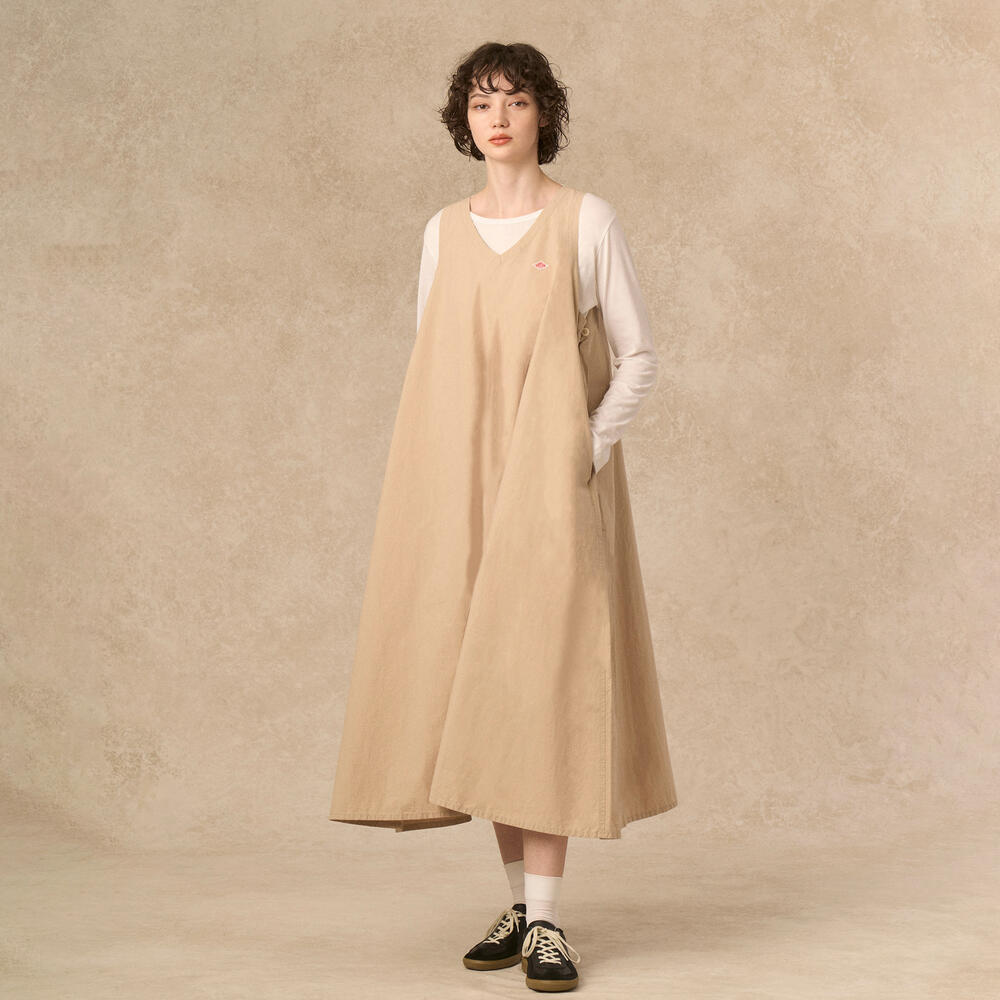 WOMEN'S HIGH COUNT COTTON V NECK DRESS｜DRESS｜DANTON