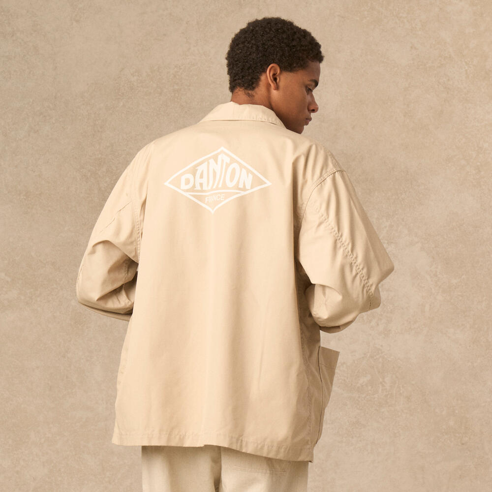 Danton Men's Back Print Coverall Jacket in Ivory Danton
