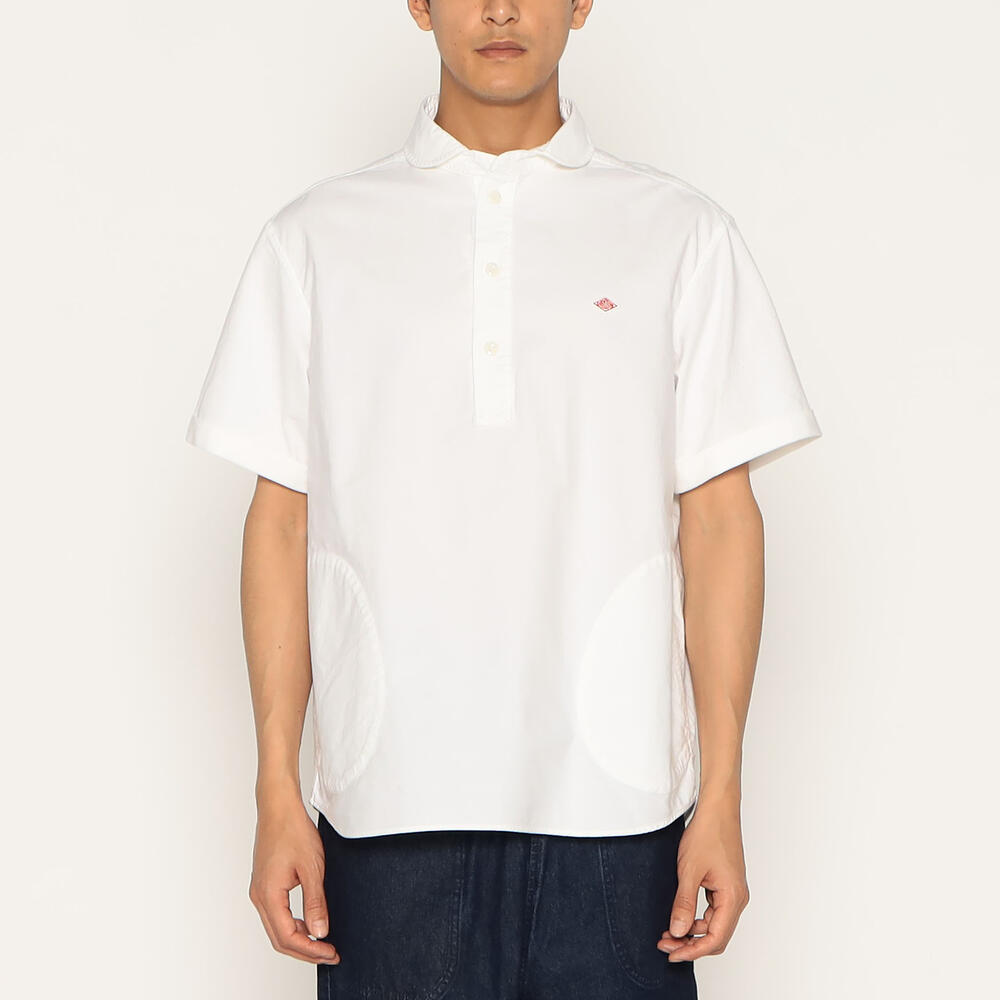 MEN'S OXFORD ROUND COLLAR SHORT SLEEVE PULLOVER SHIRT PLAIN