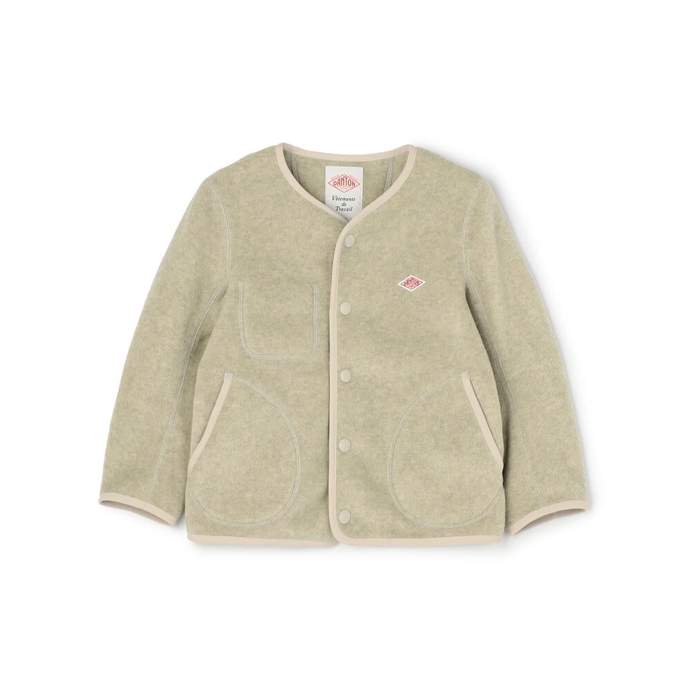 DANTON フリースジャケット ベージュ　95 ダントン　アウター　キッズ KIDS' FLEECE COLLARLESS JACKET｜KIDS｜DANTON(ダントン
