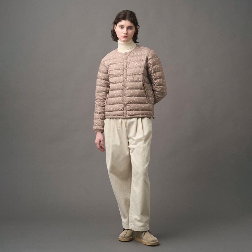 ジャケット・アウター WOMEN'S CREWNECK INNER DOWN JACKET Danton - Women's Inner Down Crewneck Jacket in Light Brown