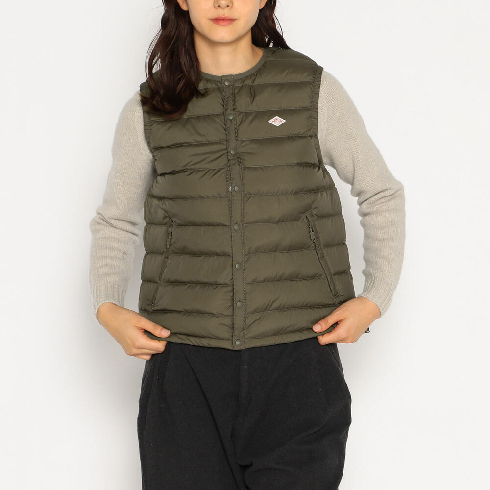 DANTON ダントンWOMEN'S HOODED DOWN VEST Danton Women's Hooded Down Vest Beige/Black, Puffer