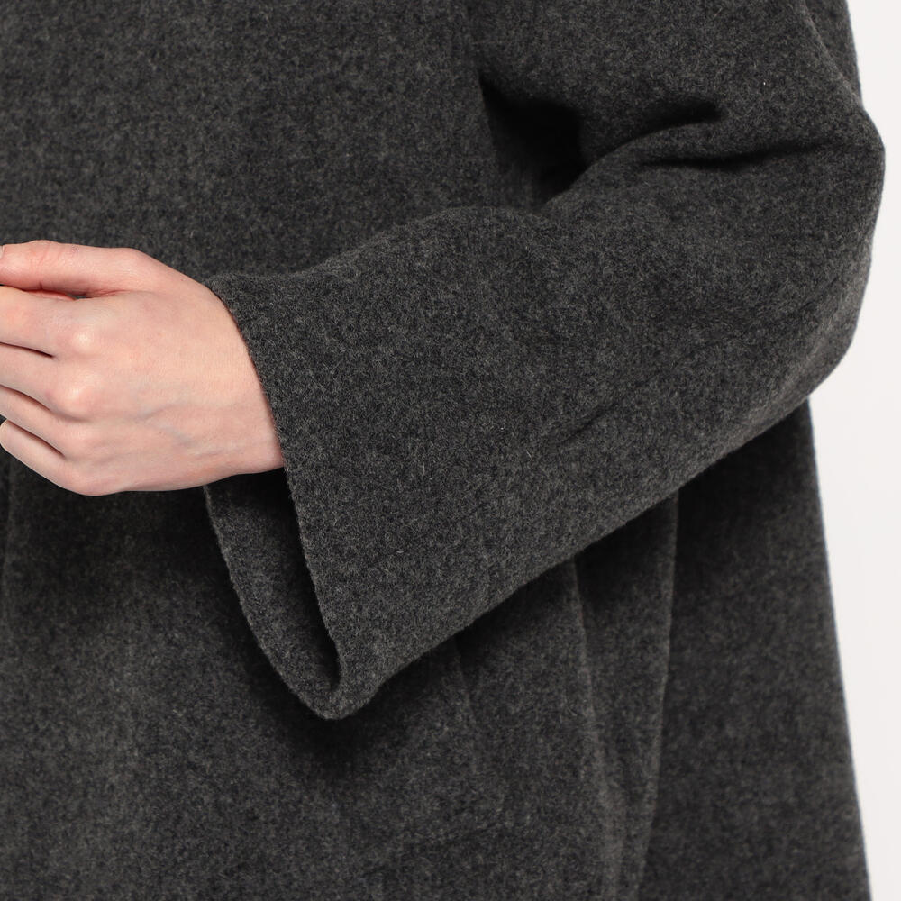 DANTON ウールコート ダークグレー38 週末お値下げ中 DANTON｜WOOL LIGHT PILE HOODED LONG COAT ウールライトパイル