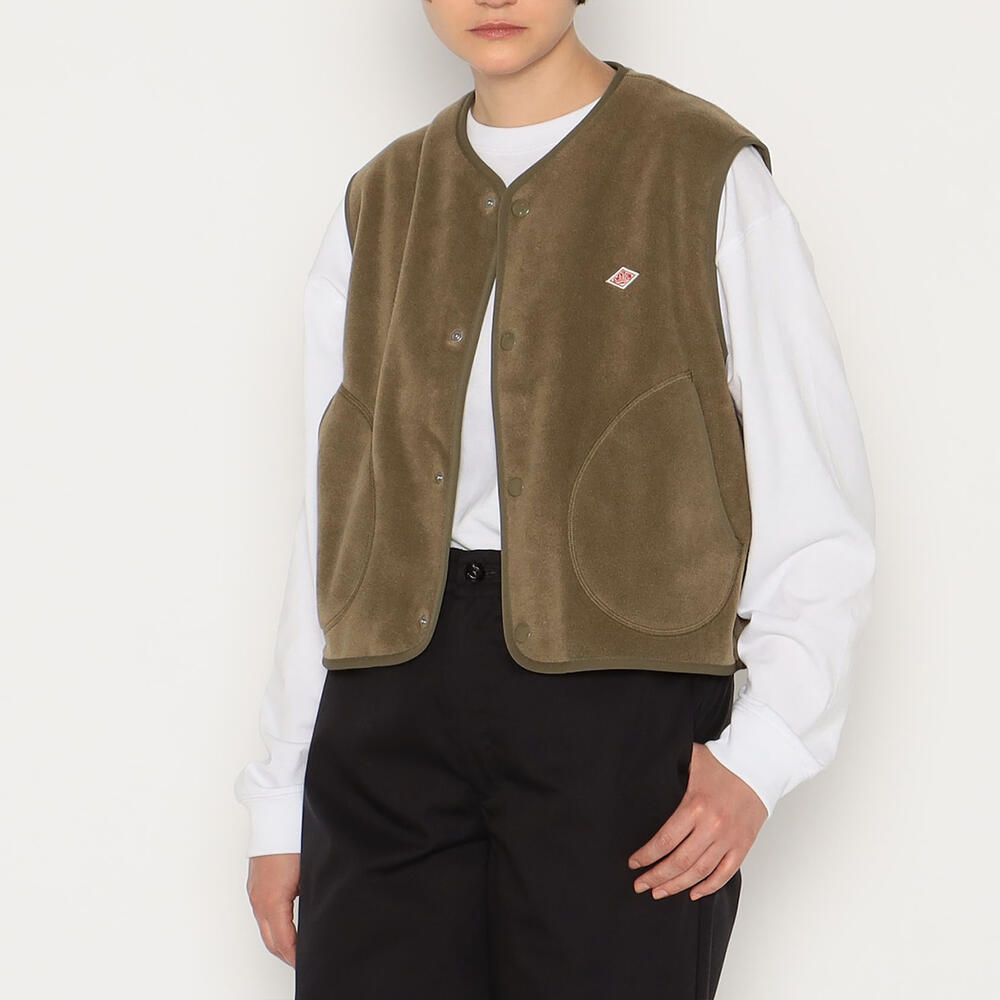 トップス DANTON WOMEN'S FLEECE COLLARLESS VEST WOMEN'S FLEECE COLLARLESS VEST｜CUT AND SEWN｜DANTON(ダントン