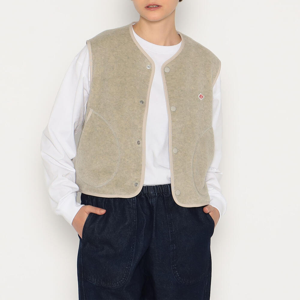 WOMEN'S FLEECE COLLARLESS VEST｜CUT AND SEWN｜DANTON