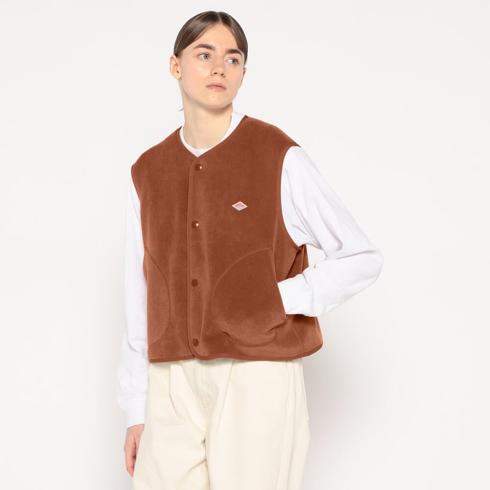 WOMEN'S FLEECE COLLARLESS VEST｜CUT AND SEWN｜DANTON