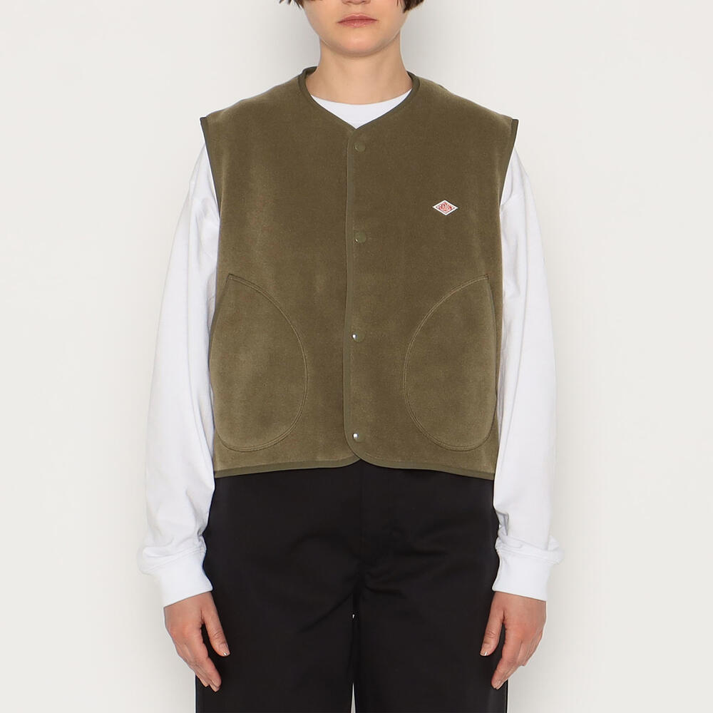 WOMEN'S FLEECE COLLARLESS VEST｜CUT AND SEWN｜DANTON(ダントン
