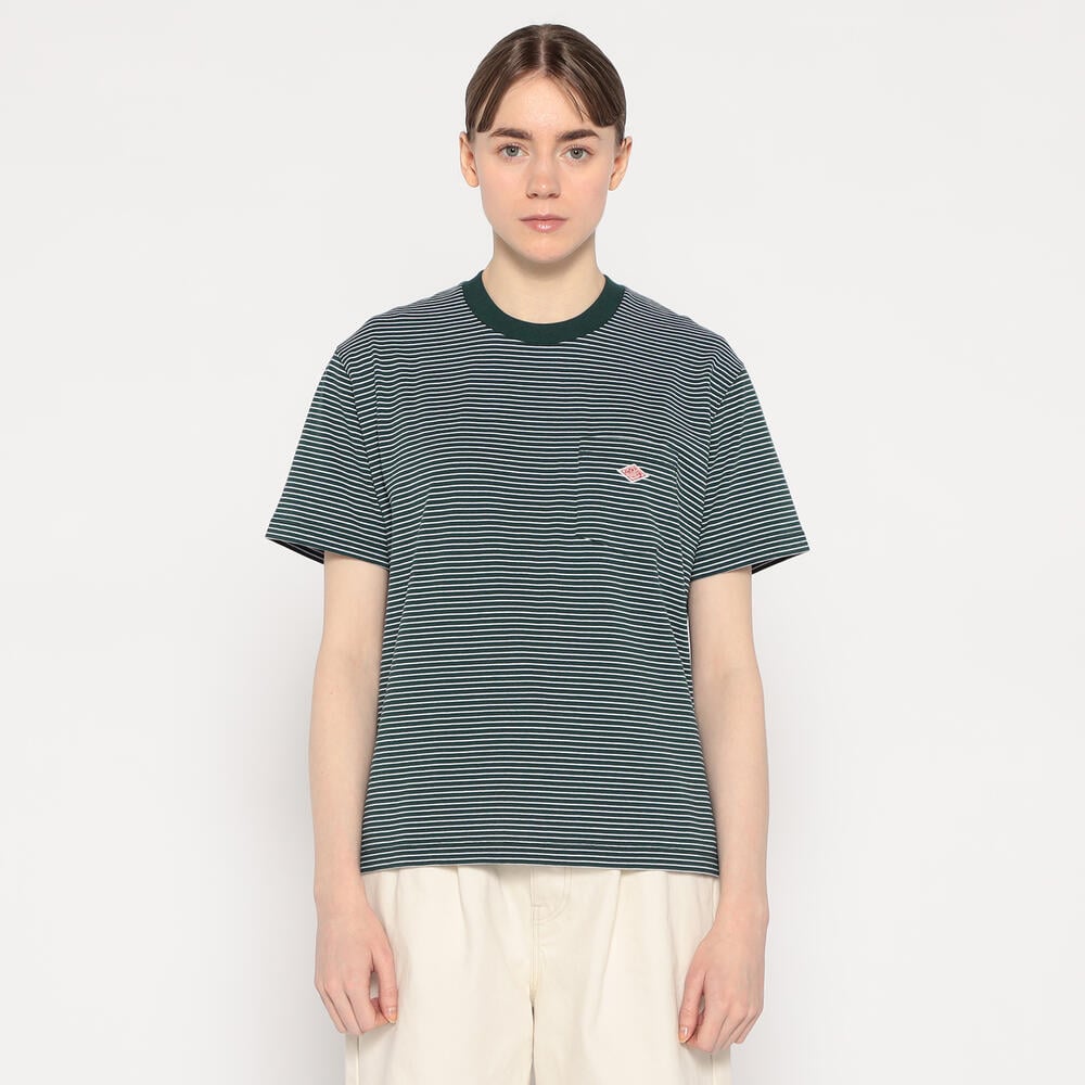 WOMEN'S SHORT SLEEVE POCKET T-SHIRT STRIPE｜CUT AND SEWN｜DANTON