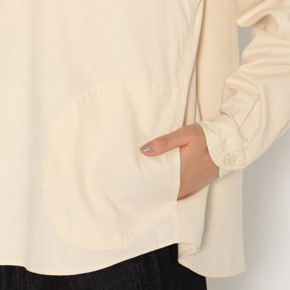 WOMEN'S COTTON FLANNEL ROUND COLLAR PULLOVER SHIRT｜SHIRT｜DANTON