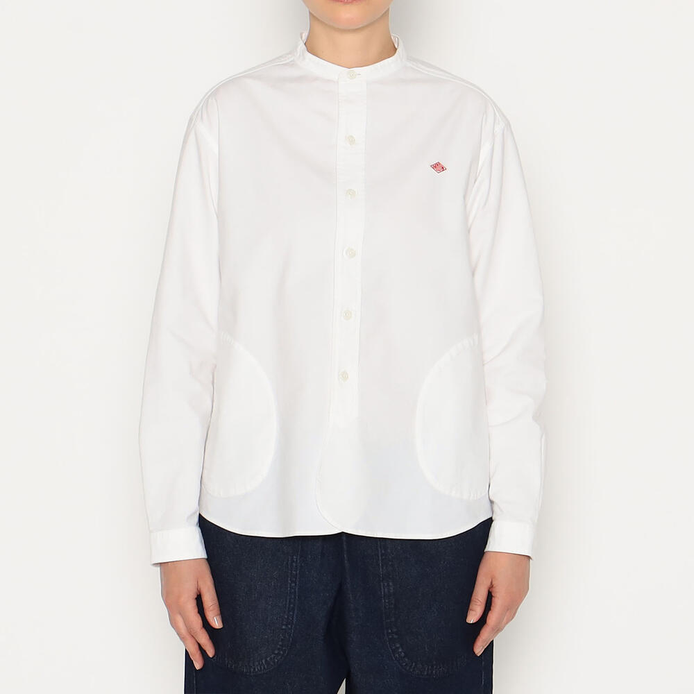 DANTON ホワイト シャツ WOMEN'S OXFORD BAND COLLAR SHIRT PLAIN｜SHIRT｜DANTON