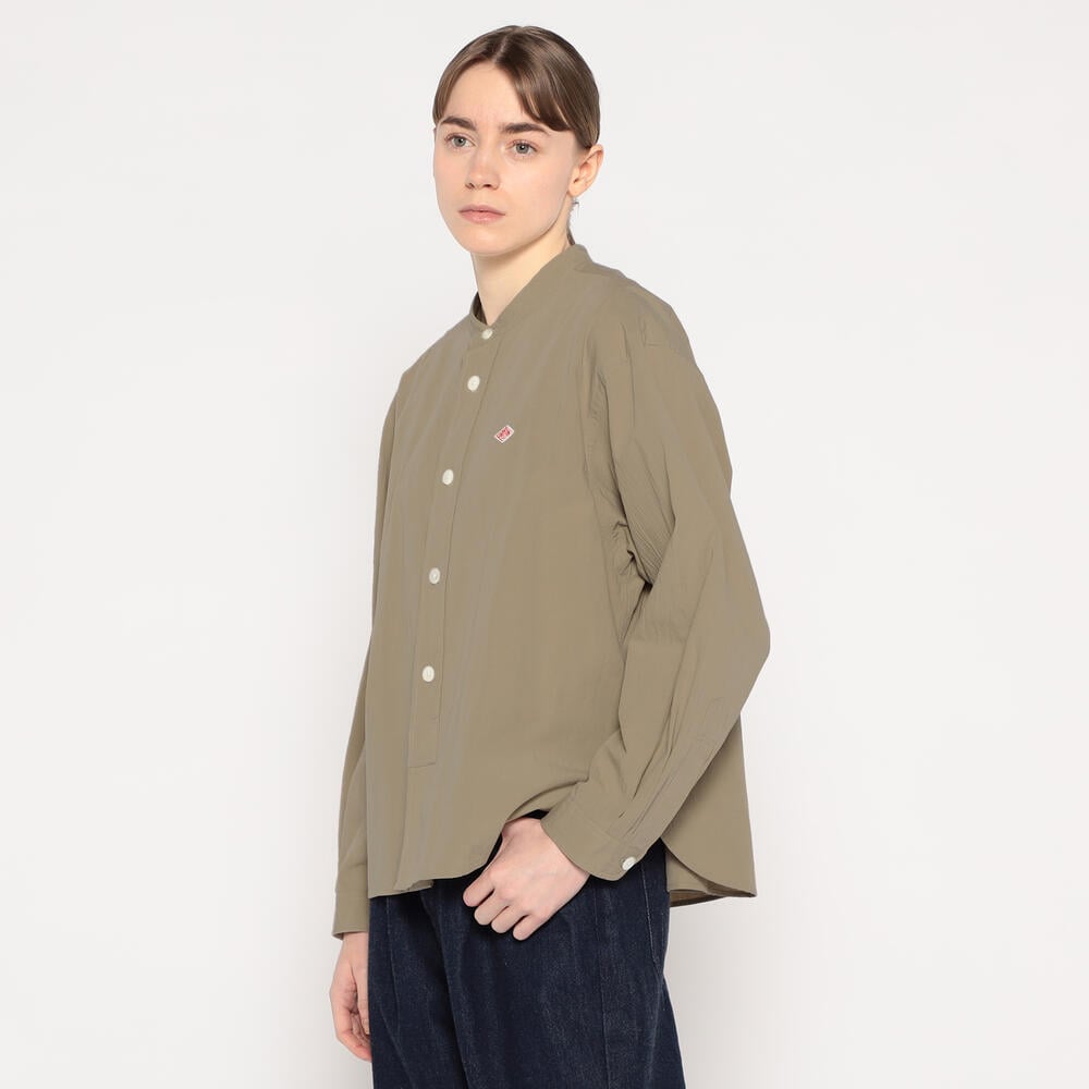WOMEN'S ORGANIC COTTON WASHER BAND COLLAR SHIRT｜SHIRT