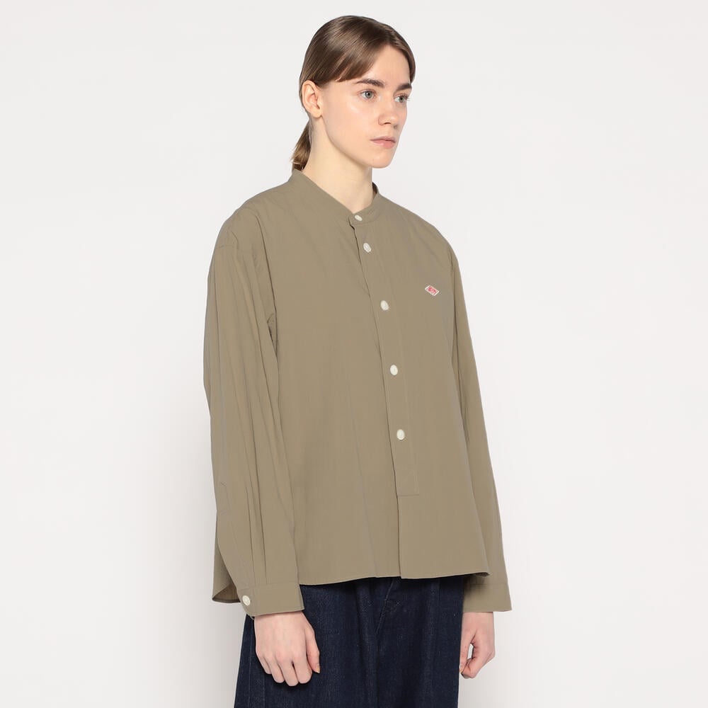 WOMEN'S ORGANIC COTTON WASHER BAND COLLAR SHIRT｜SHIRT