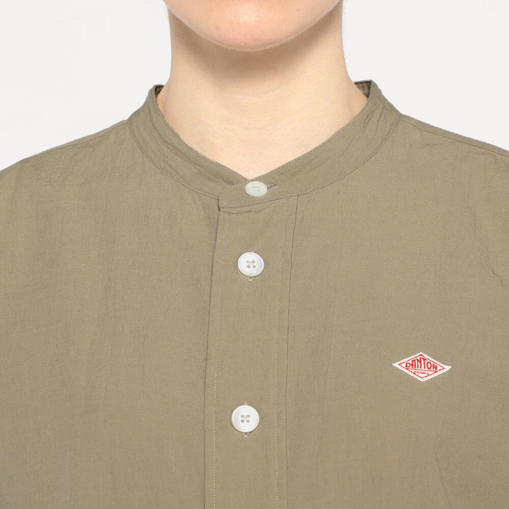 WOMEN'S ORGANIC COTTON WASHER BAND COLLAR SHIRT｜SHIRT