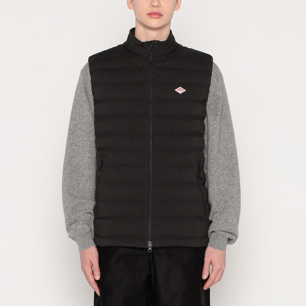 MEN'S WOOL LIKE POLYESTER MIDDLE DOWN STAND COLLAR VEST｜VEST