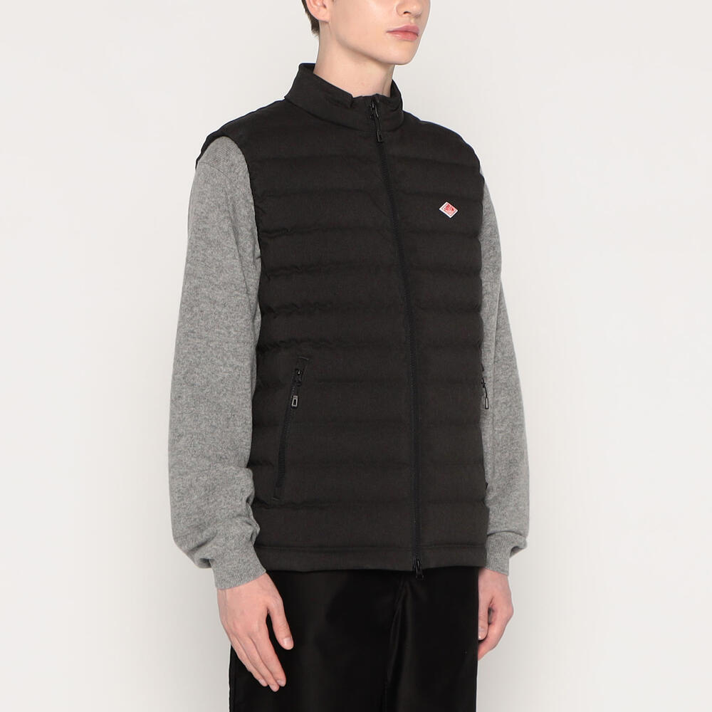 MEN'S WOOL LIKE POLYESTER MIDDLE DOWN STAND COLLAR VEST｜VEST
