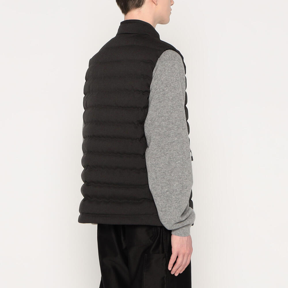 MEN'S WOOL LIKE POLYESTER MIDDLE DOWN STAND COLLAR VEST｜VEST