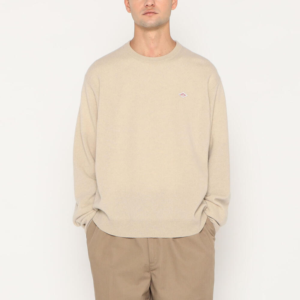 【Saruwa2♡プロフ読んでねです】 DANTON ベージュ MEN'S LAMBSWOOL CREW NECK KNIT PULLOVER｜KNIT｜DANTON(ダントン