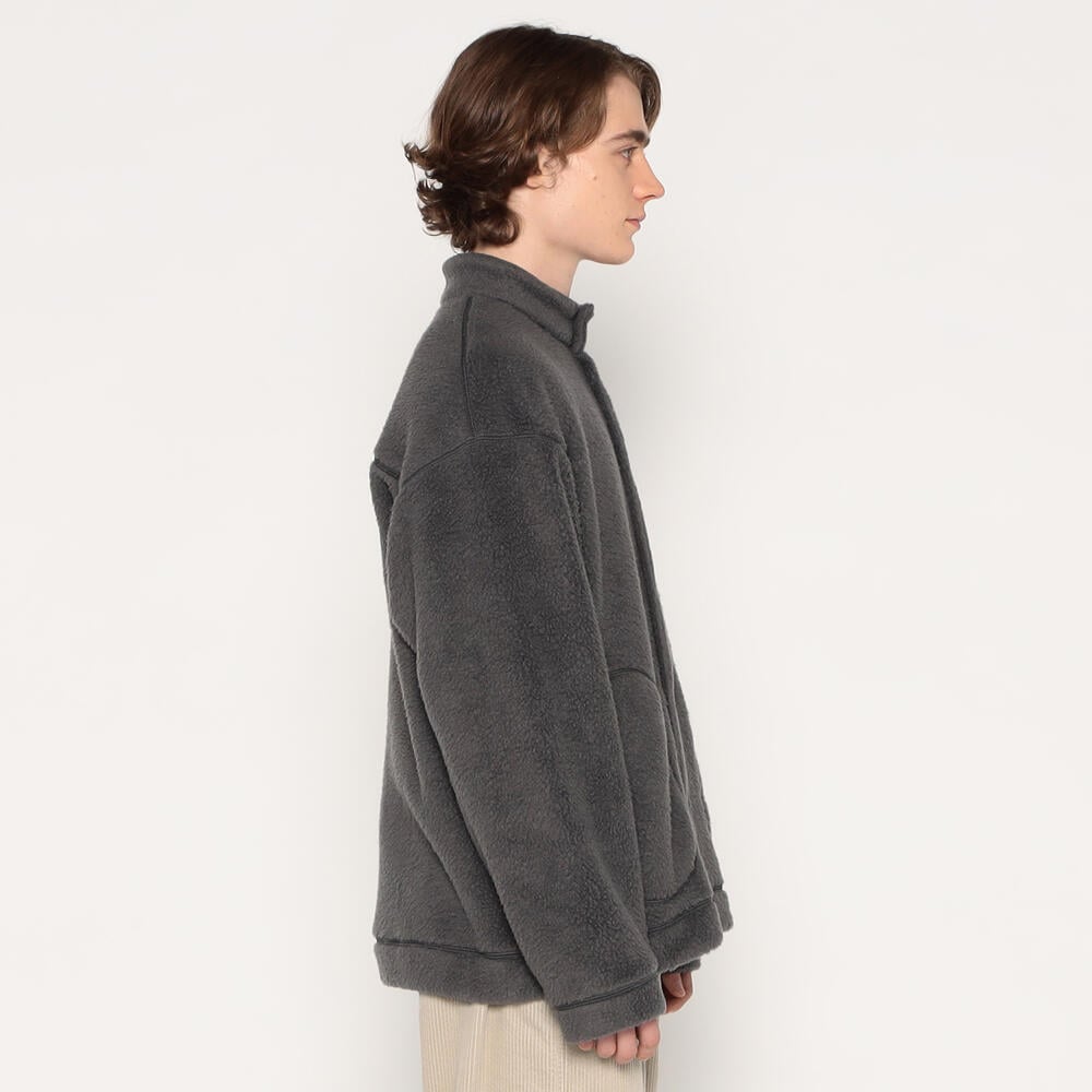 MEN'S DOUBLE FACE BOA STAND COLLAR CARDIGAN｜CUT AND SEWN