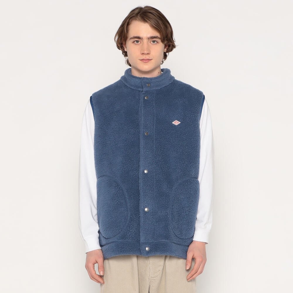 MEN'S DOUBLE FACE BOA STAND COLLAR VEST｜CUT AND SEWN｜DANTON