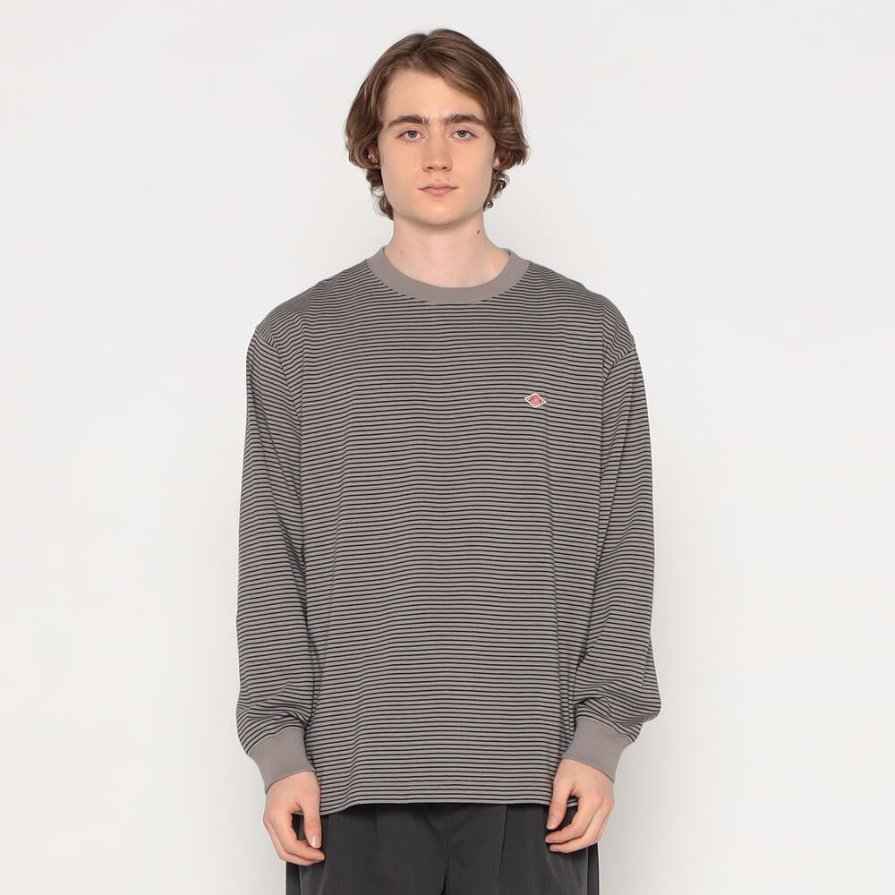 DANTON ストライプ 長袖Tシャツ グレー MEN'S LONG SLEEVE T-SHIRT STRIPE｜CUT AND SEWN｜DANTON