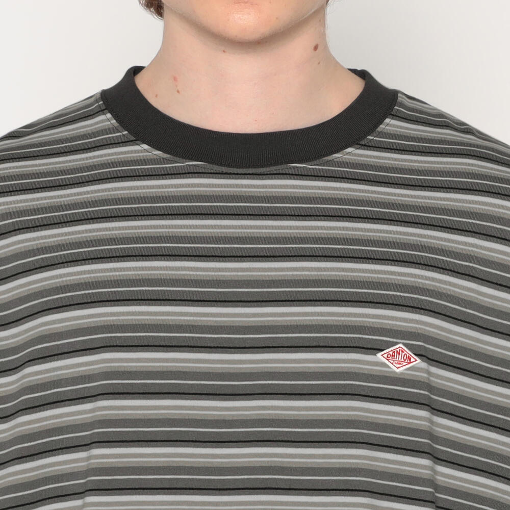 DANTON ストライプ 長袖Tシャツ グレー MEN'S LONG SLEEVE T-SHIRT STRIPE｜CUT AND SEWN｜DANTON