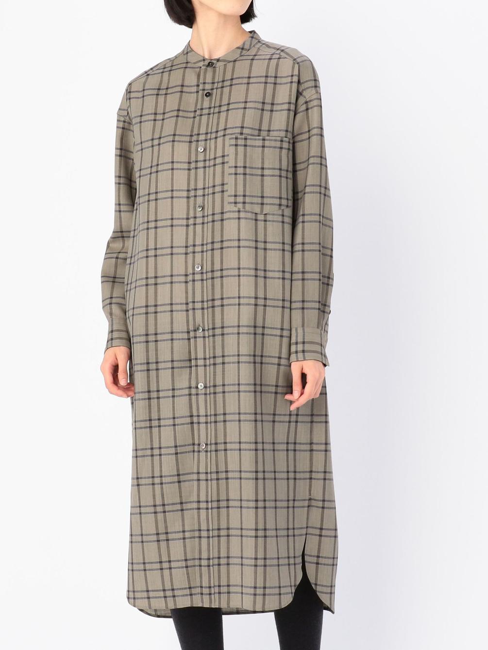 ウールチェック ロングシャツワンピース Women Dress Bshop ビショップ Bshop Online Store