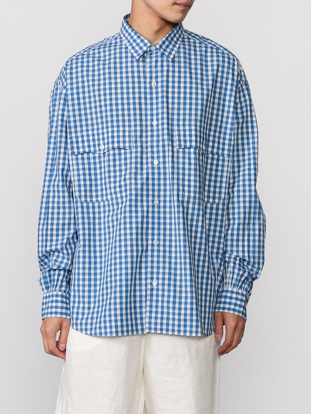Porter Classic ロールアップギンガムチェックシャツ Men Porter Classic ロールアップギンガムチェックシャツ Men