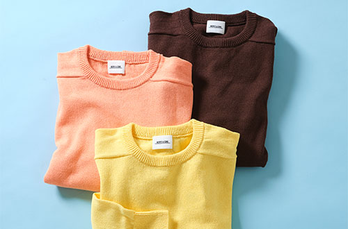 MORRIS & SONS｜季節を問わず楽しめるコットンサドルショルダーニット。