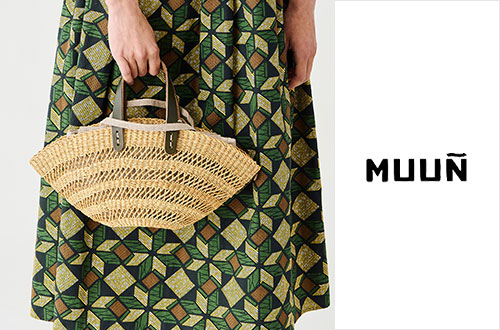 MUUN｜エレファントグラスで手編みされたかごバッグ。