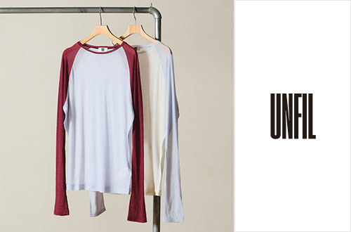 UNFIL｜コットンカシミアをブレンドしたフットボールTシャツ。